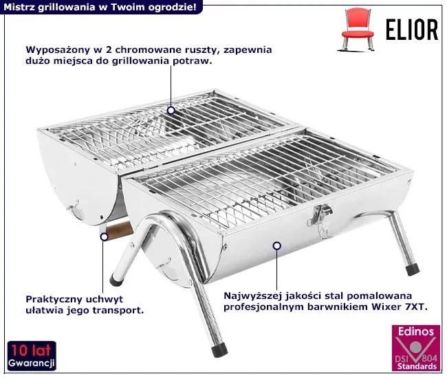 Przenośny grill z podwójnym rusztem N3-H63