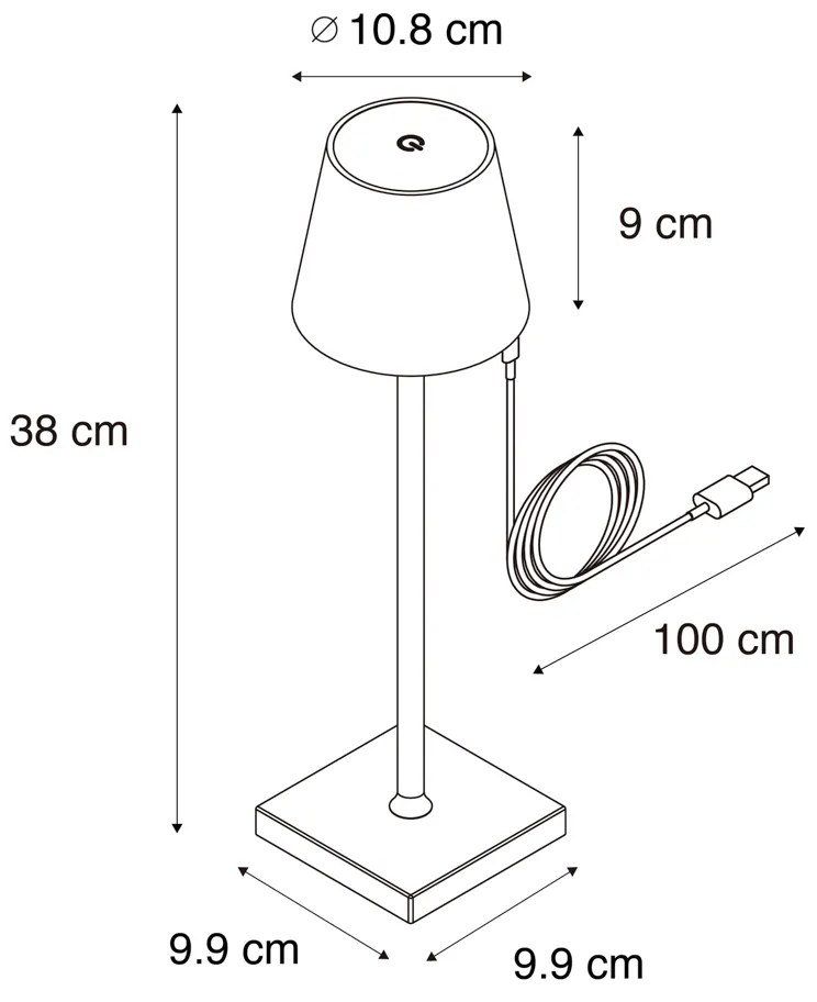 Zewnetrzna Zestaw 2 lamp stołowych zewnętrznych białych w komplecie z diodą LED i ładowanym ściemniaczem - Janet Nowoczesny Oswietlenie zewnetrzne
