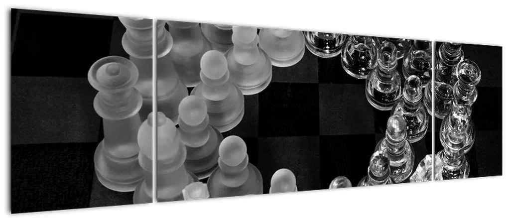 Obraz - czarno - białe szachy (170x50 cm)