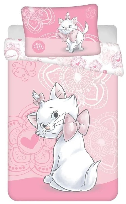 Różowa bawełniana pościel dziecięca do łóżeczka 100x135 cm Marie Cat – Jerry Fabrics