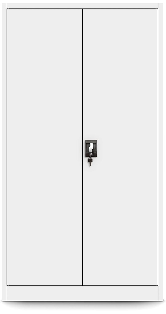 Biurowa szafa metalowa na akta TOMASZ, 900 x 1850 x 450 mm, biała