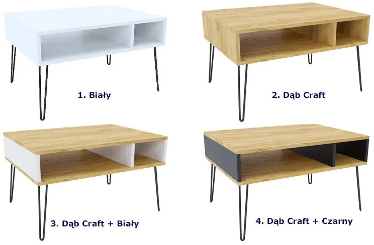 Industrialny stolik kawowy z metalowym stelażem dąb craft + czarny - Zorina 8X