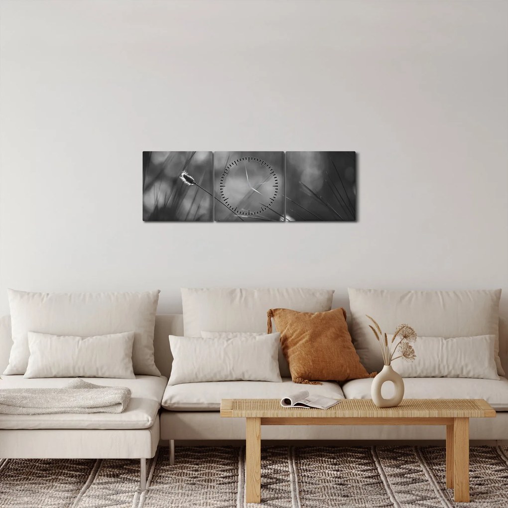 Obraz - Trawa łąkowa (z zegarem) (90x30 cm)