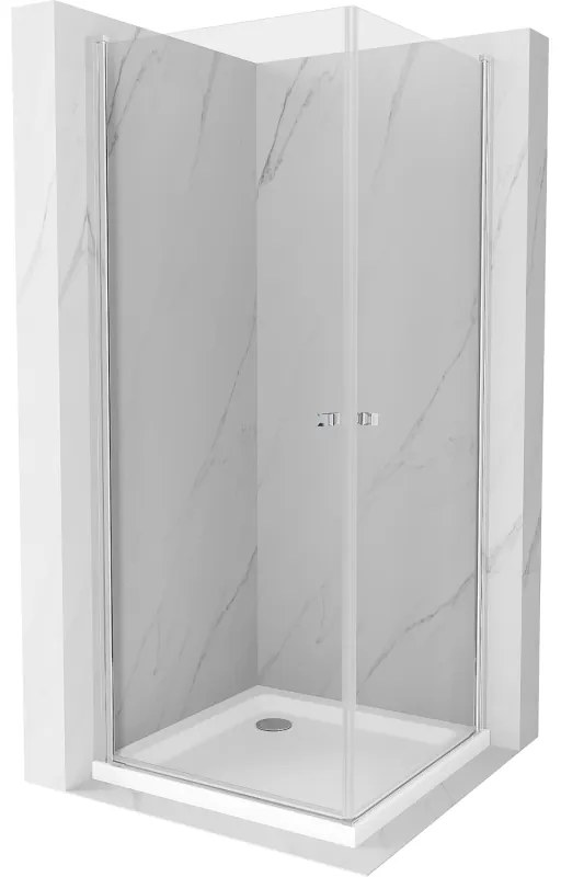 Mexen Pretoria Duo kabina prysznicowa uchylna 70 x 70 cm, transparent, chrom + brodzik Flat - 852-070-070-01-02-4010