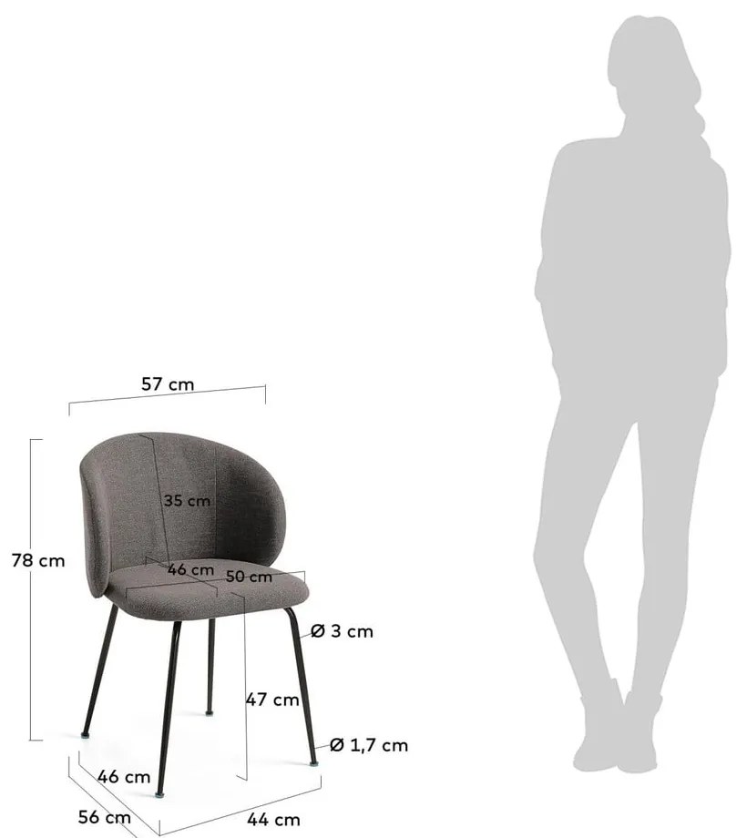 Ciemnoszare krzesło Minna – Kave Home