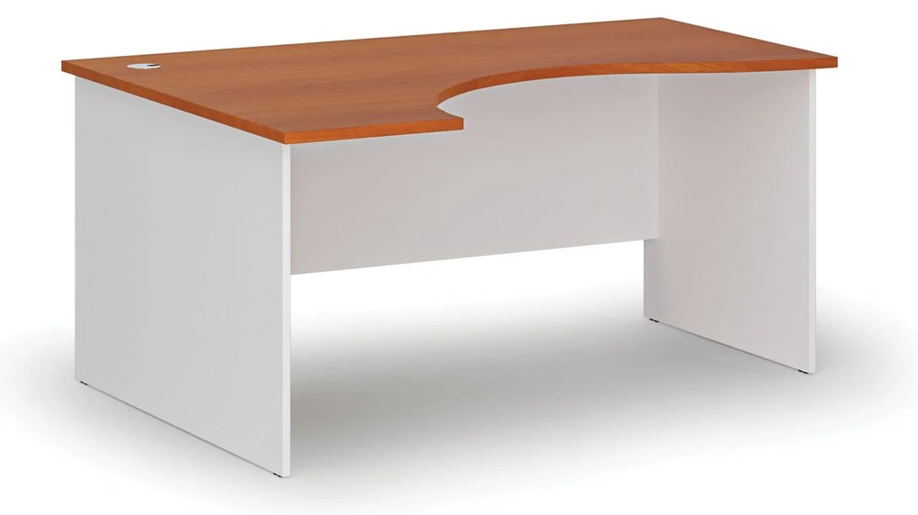 Ergonomiczne biurko PRIMO WHITE, 160x120 cm, lewe, biały/czereśnia