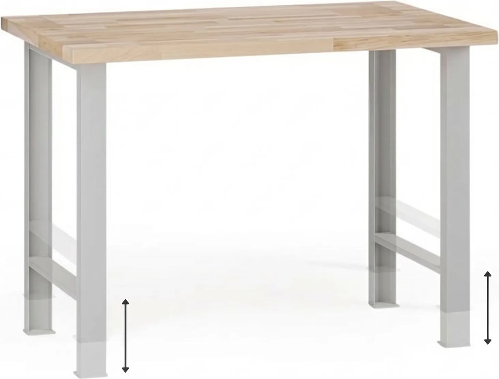 Stół warsztatowy z regulacją wysokości G7, blat bukowy, 1200 x 800 x 840-1040 mm