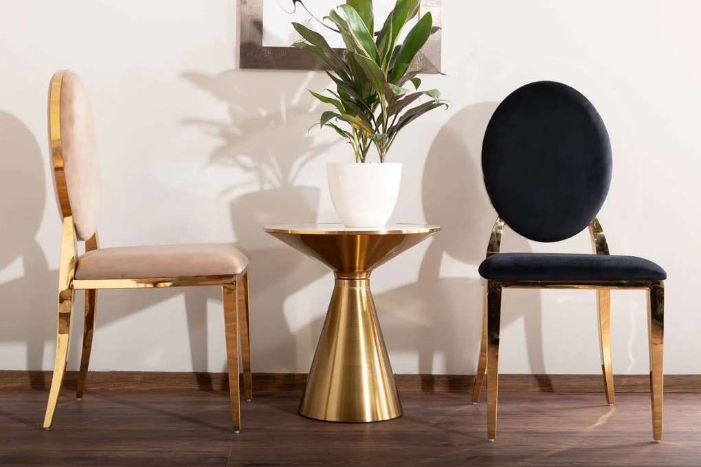Stolik pomocniczy glamour z ceramicznym blatem w połysku Aries