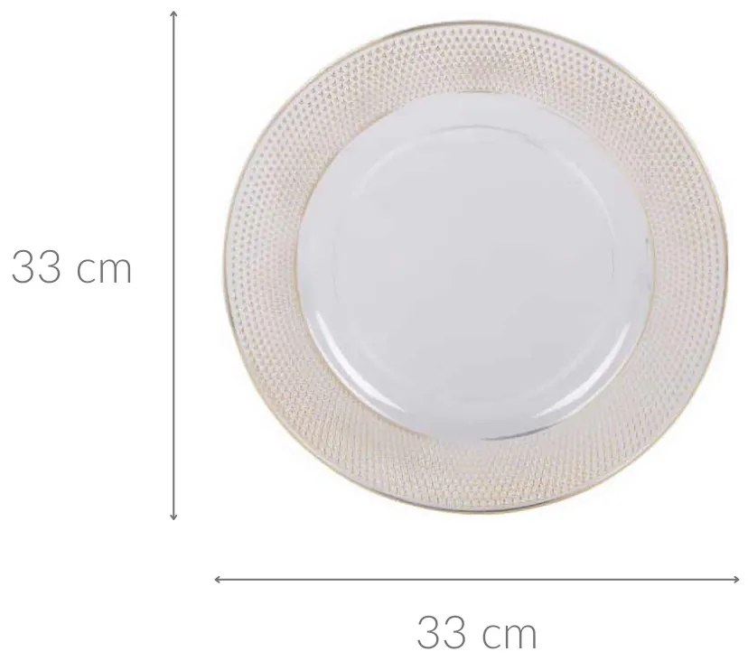 Transparentny podtalerz ze złotym dekorem, Ø 33 cm