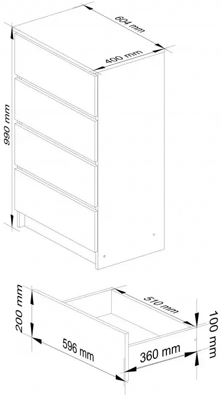 Komoda szara z szufladami - Ranti 3X