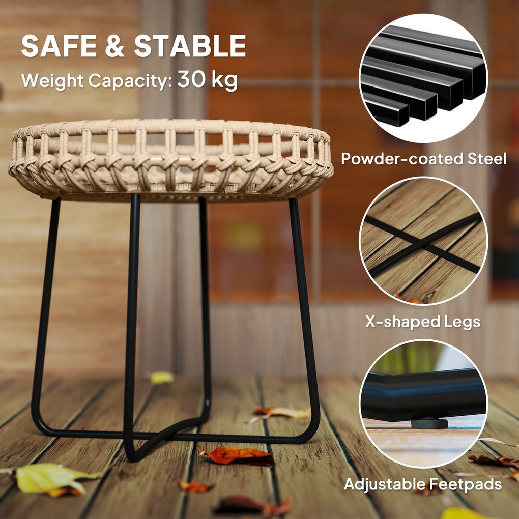 Outsunny Zestaw 2 Stolików Pomocniczych z Polirattanu Ø60/41 cm Okrągłe Odporny na Warunki Atmosferyczne Brązowy