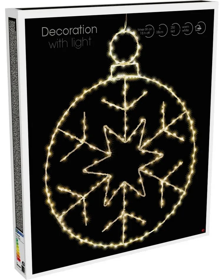 Świąteczna wisząca dekoracja LED KerstballSnowflake 250 LED, 48 cm