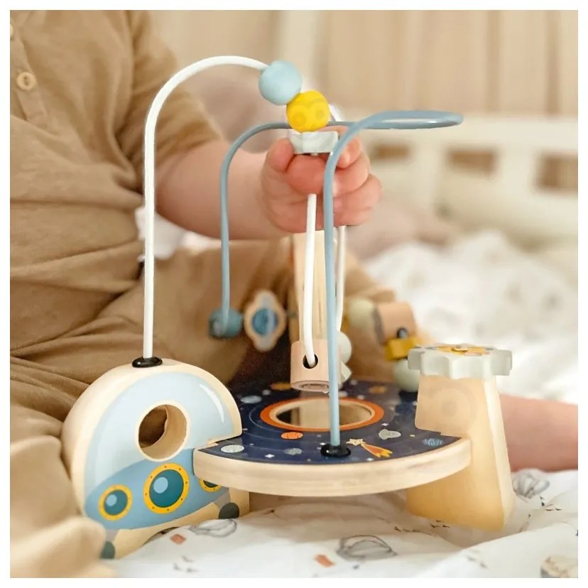 Tooky toy drewniana rakieta pętla motoryczna labirynt