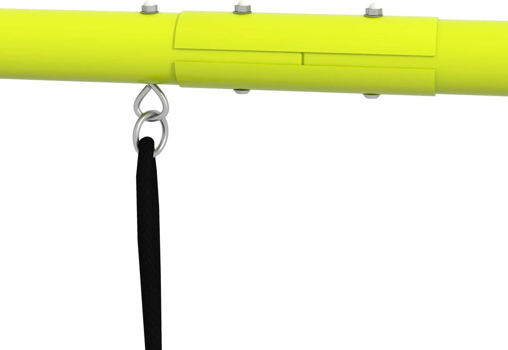 Outsunny Zestaw huśtawek dla dzieci z siatką do wspinaczki i drabinką, dla dzieci 3-8 lat, konstrukcja ze stali, Zielony