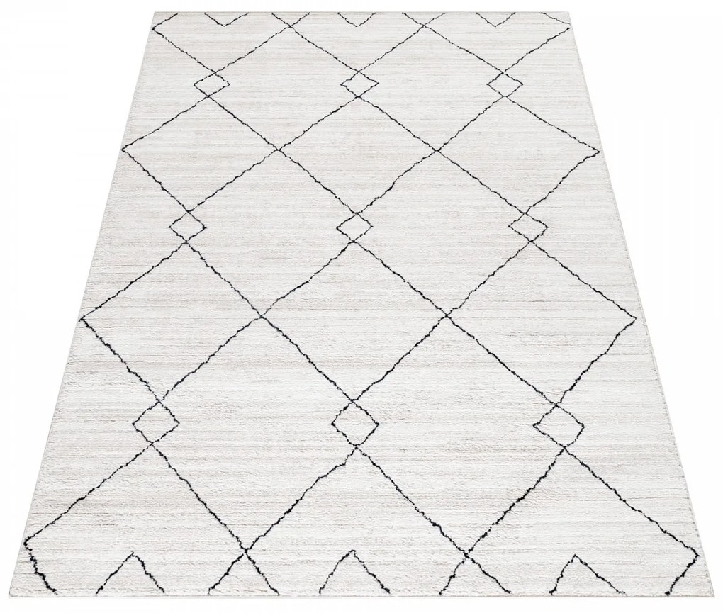 Dywan poliestrowy Berber romby kremowe 160 cm x 230 cm