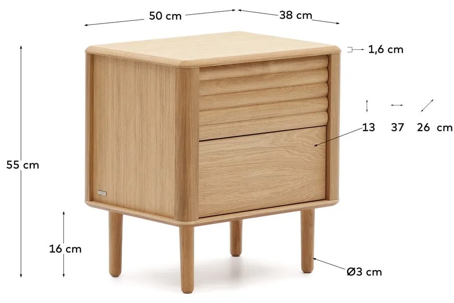Szafka nocna w dekorze dębu Lenon – Kave Home