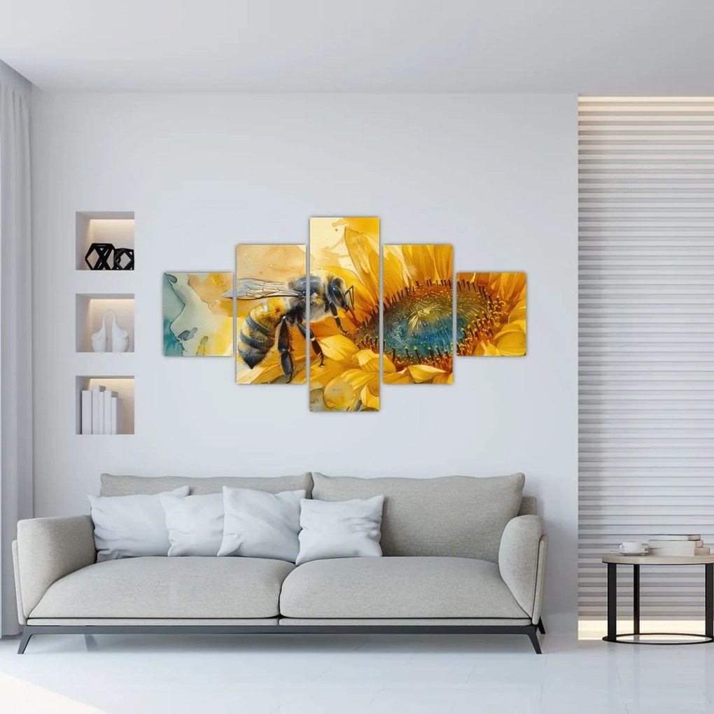 Obraz - Pszczoła, akwarela (125x70 cm)