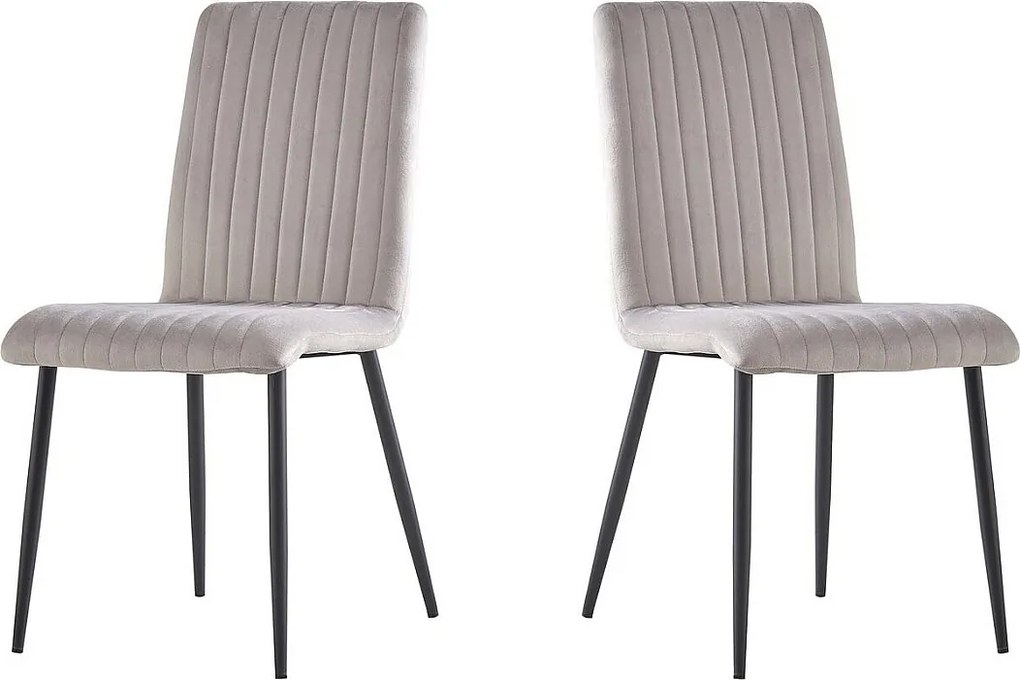 Zestaw 2 krzeseł aksamitnych "Henley" - Jasnoszary