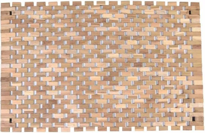Mata antypoślizgowa, drewno tekowe, naturalna, 60 x 40 cm