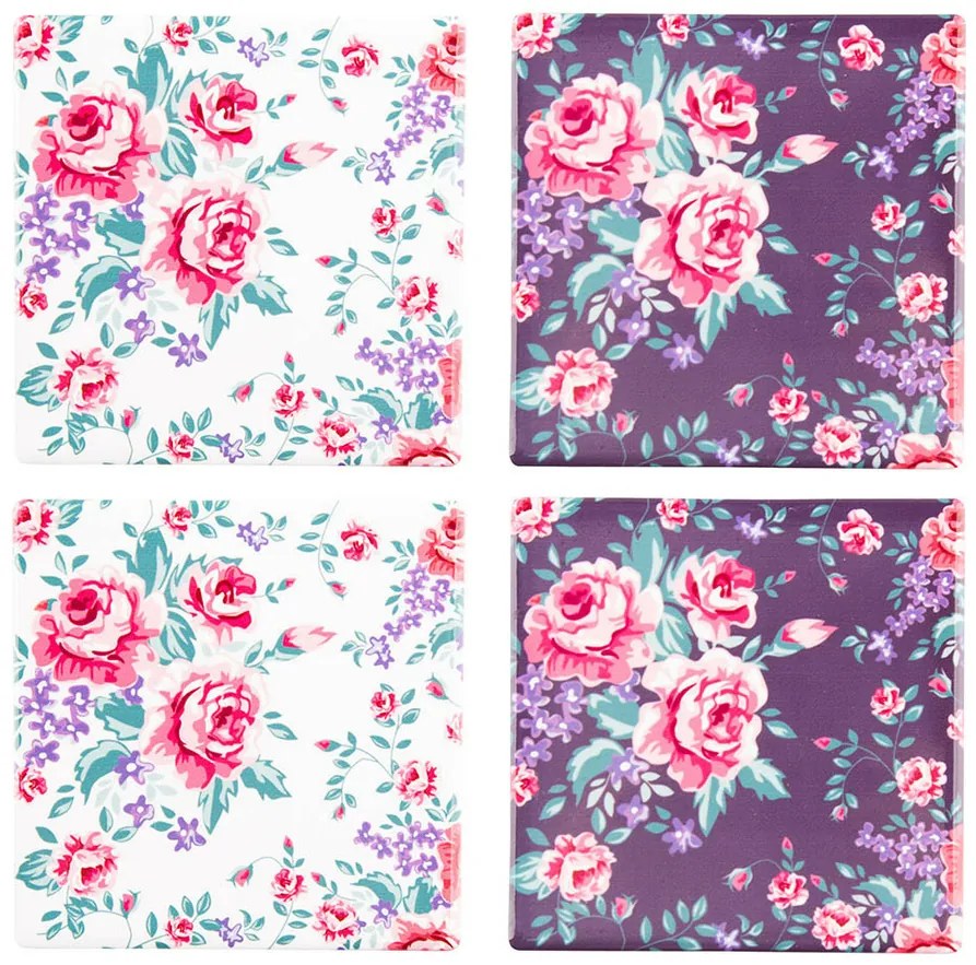 Altom Podstawka porcelanowa Floral,10 x 10 cm, komplet 4 szt.