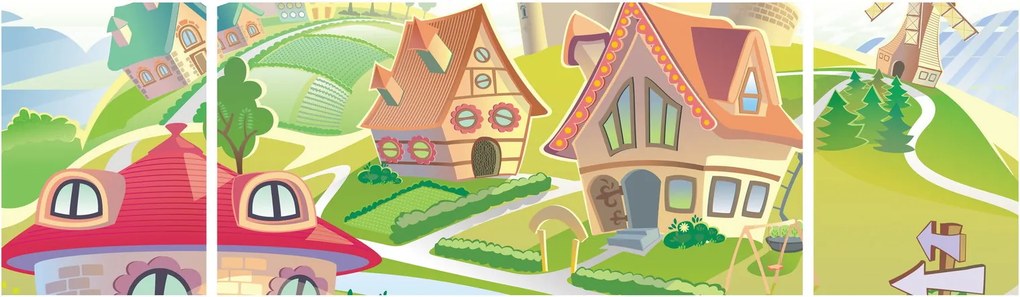 Obraz - Kolorowe miasteczko (170x50 cm)