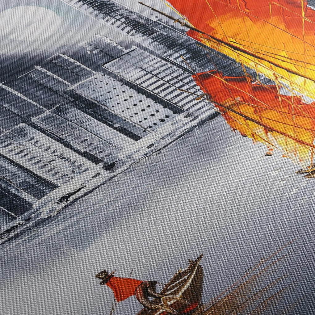 Obraz - Victoria Harbor, Hongkong, czarno-biały obraz olejny (125x70 cm)