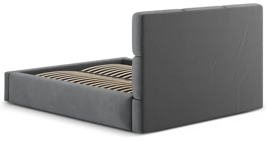 Szare tapicerowane łóżko dwuosobowe ze schowkiem ze stelażem 160x200 cm Libera – Windsor &amp; Co Sofas