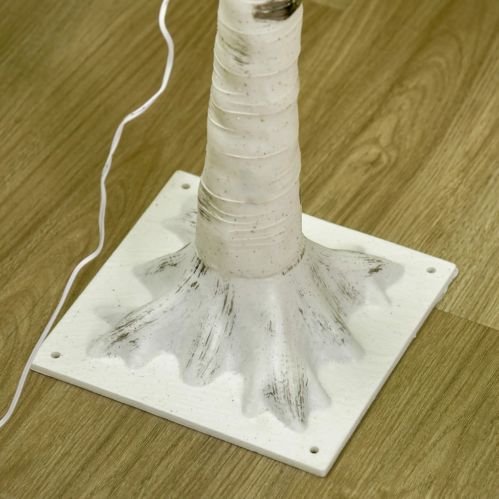 HOMCOM Sztuczna brzoza z 120 diodami LED, 3 poziomy jasności, składane gałęzie, IP44, 150 cm, Biały