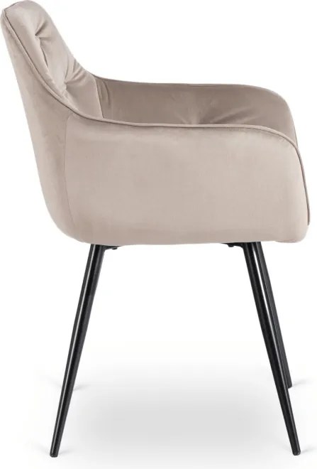 Zestaw Stół Prostokątny Rozkładany VICTOR 160-240 cm Czarny Marmur i 4 Krzesła MODESTO Beżowe Welurowe Nowoczesne