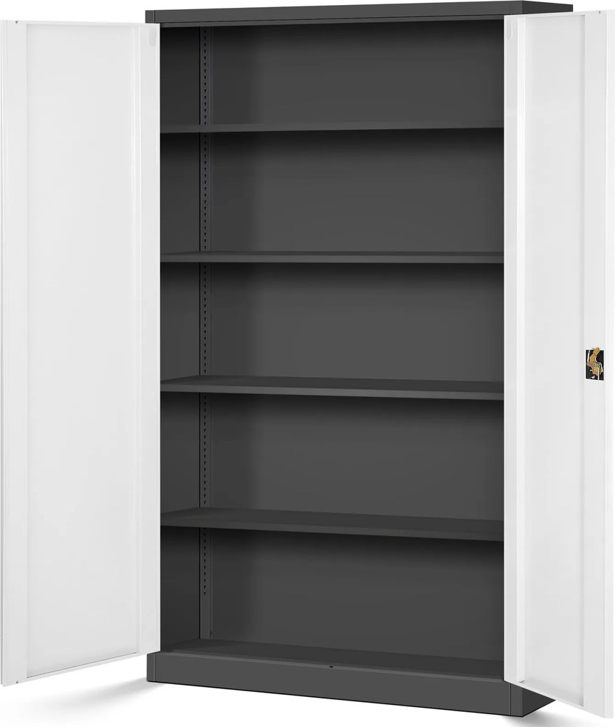 Szafa biurowa na akta szeroka Jan II 115x40x185 cm antracyt/biały