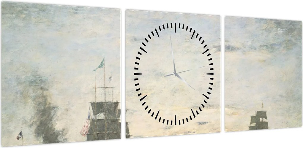 Obraz - Eugène Boudin, Entrance to the Harbor, Le Havre, reprodukcje (z zegarem) (90x30 cm)