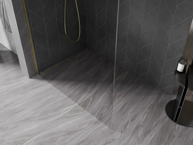 Mexen Kioto-X L ścianka prysznicowa Walk-in 50 x 200 cm, transparent 10 mm, złota szczotkowana - 800-050-107-55-00-X
