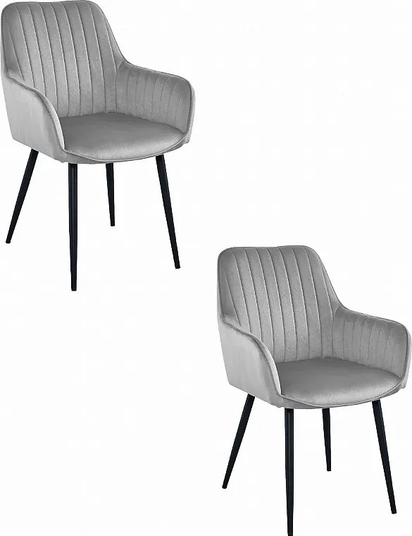 Krzesła do jadalni Valora SELO – srebrno-szary aksamit z czarnymi nogami x2