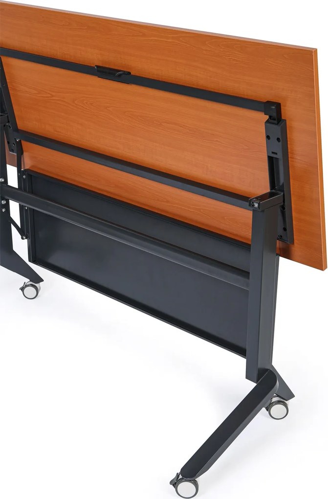 Mobilny stół PRIMO MOVE, 140x60 cm, czarna podstawa, brzoza
