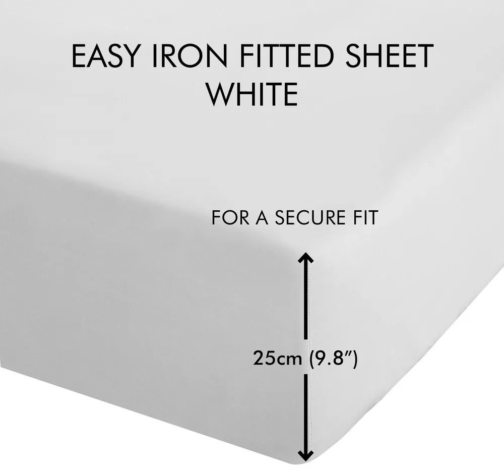 Białe prześcieradło z perkalu z gumką 150x200 cm Easy Iron Percale – Catherine Lansfield
