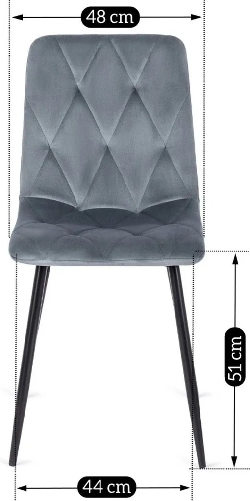 Krzesło Tapicerowane do Salonu ROBIN Szare Welurowe Nowoczesne Loft