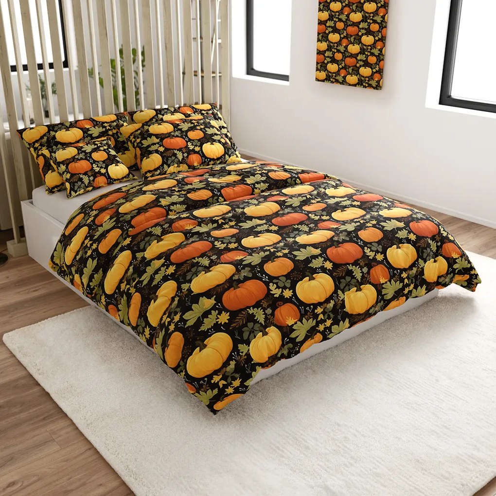 PrzytulneMieszkanie.pl PrzytulneMieszkanie.pl Pościel z mikrofibry ORANGE PUMPKINS kolorowy Rozmiar pościeli: 2 szt 70 x 90 cm | 200 x 220 cm