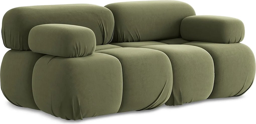 Modułowa sofa 2-osobowa - z tkaniny welwetowej - oliwkowy - LOKUA
