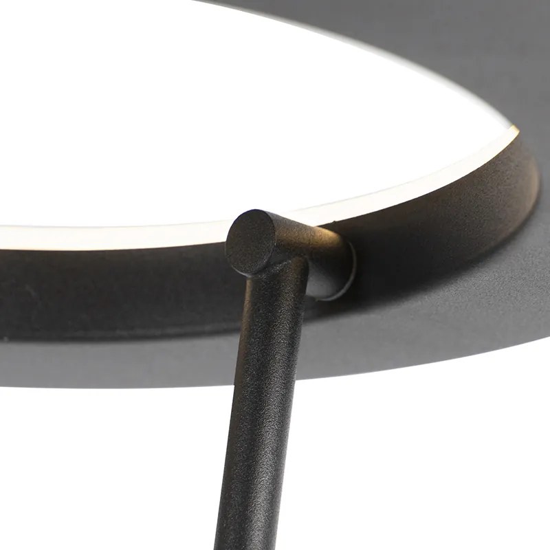 Nowoczesna lampa stojąca czarna w tym LED z ramieniem do czytania - Divine