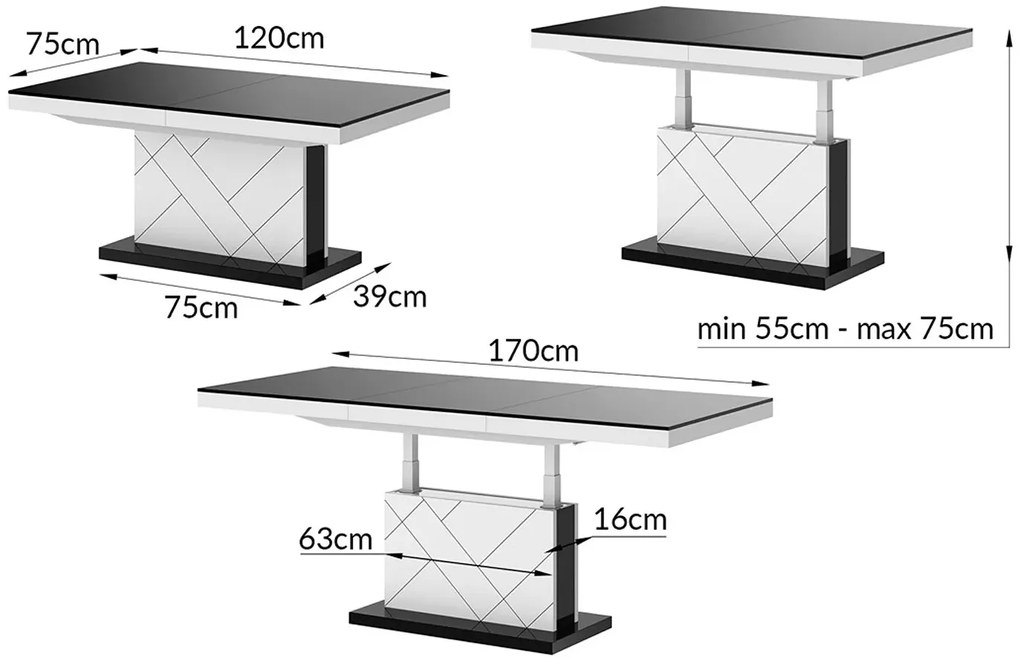 Nowoczesny biały rozkładany ławostół T6-A96