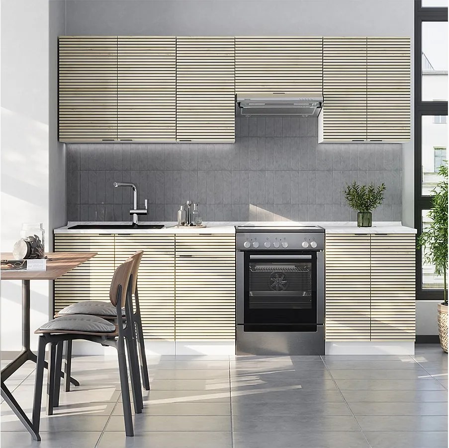 Aneks kuchenny panel dębowy/biały 240x60x81.6 fame-line