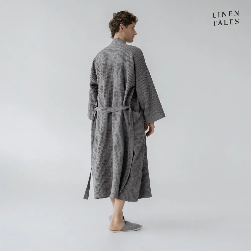 Ciemnoszary szlafrok w rozmiarze L/XL Honeycomb – Linen Tales
