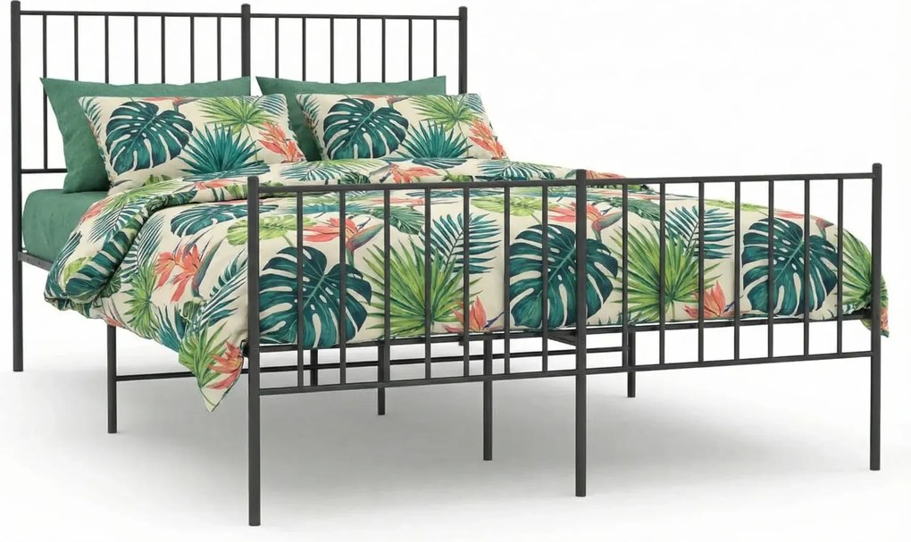 Czarne metalowe łózko małżeńskie 140x200cm L9-R72