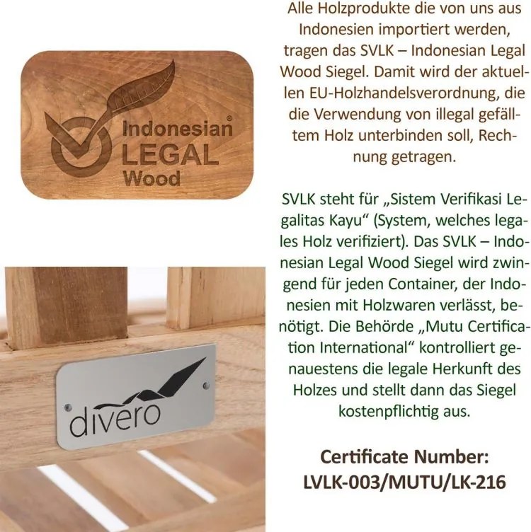 DIVERO Fotel z drewna tekowego