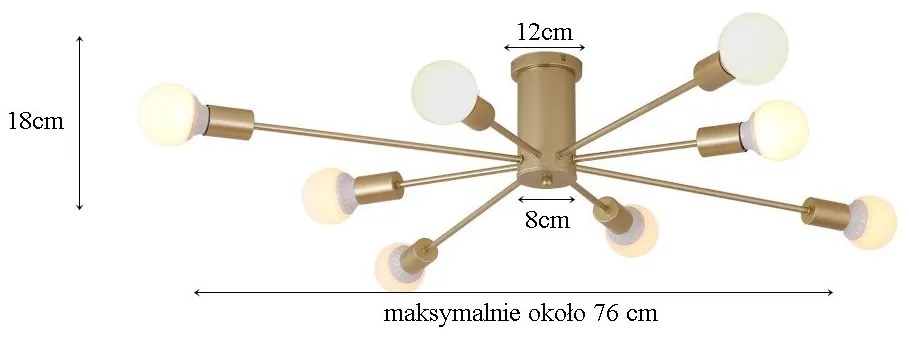 Lampa sufitowa metalowa loft cylinder wisząca AT43-8SZ-Złoto