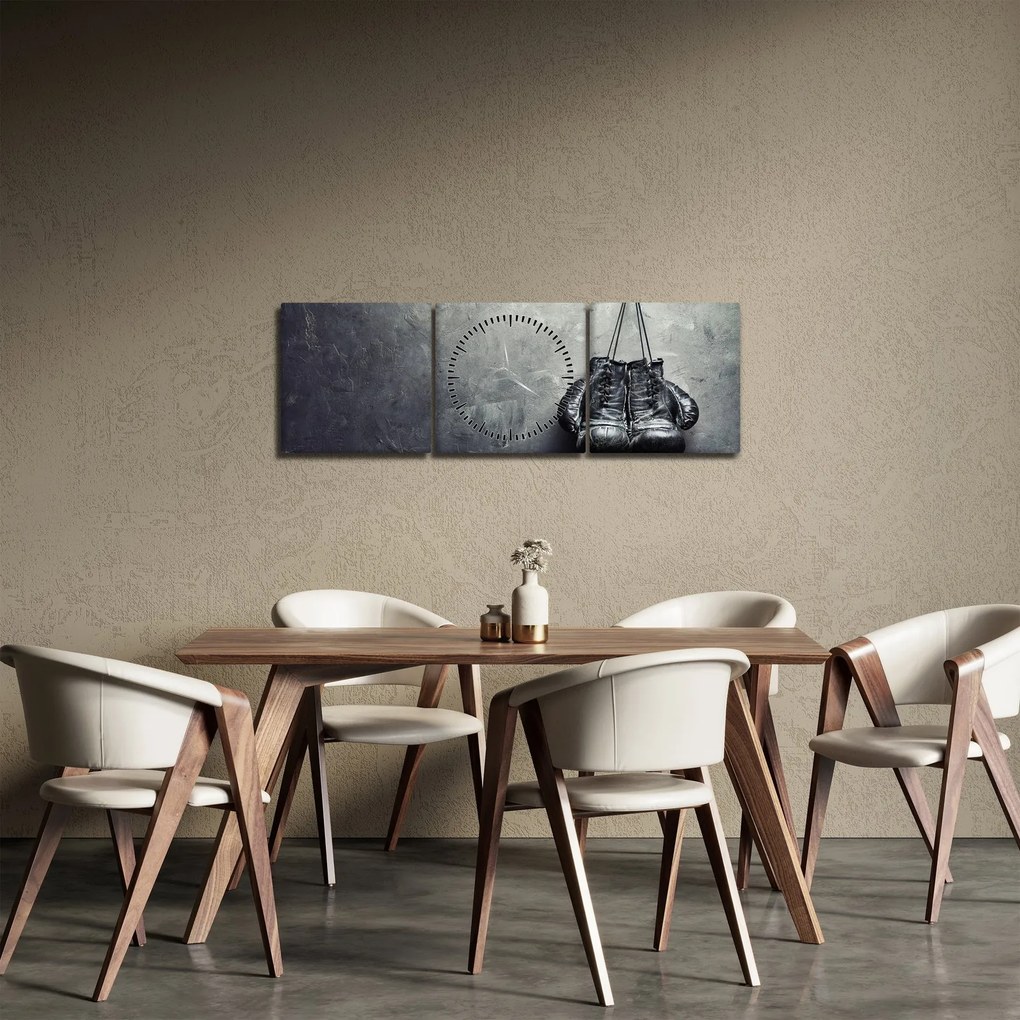 Obraz rękawic bokserskich (z zegarem) (90x30 cm)