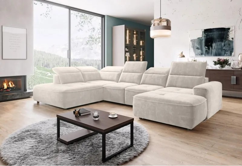 Narożnik COLOMBO XL Lewostronny z elektryczną regulacją siedziska w tkaninie PALLADIUM 02 WERSAL