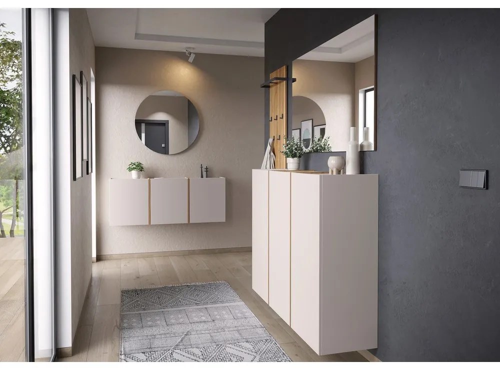 Kremowa szafka pod przedpokoju 138x103x38 cm Libbiano – Germania