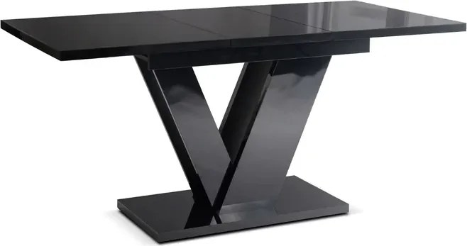 Stół Prostokątny Rozkładany CLARK 120-160 cm Czarny Połysk Glamour