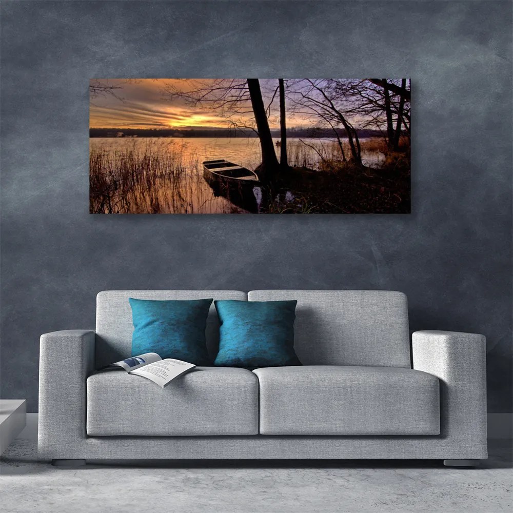 Duży obraz na płótnie Samotna Łódź pod Żaglami